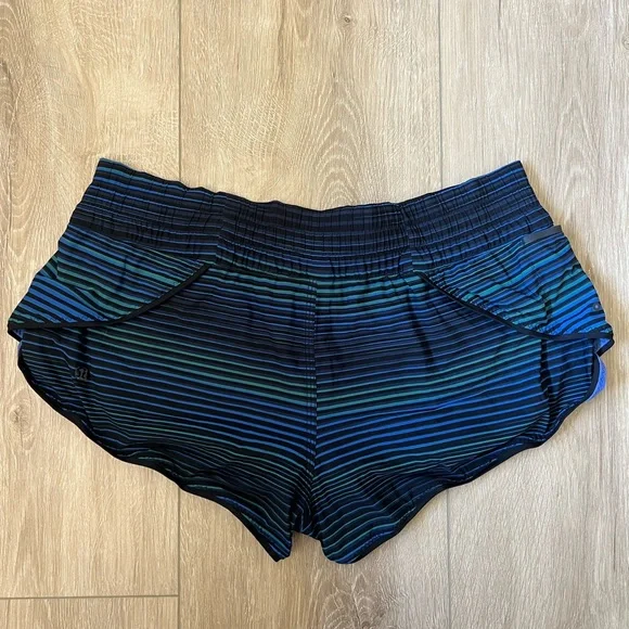 vintage blue/green stripe print lulu lemon swim shorts - Picture 2 of 5